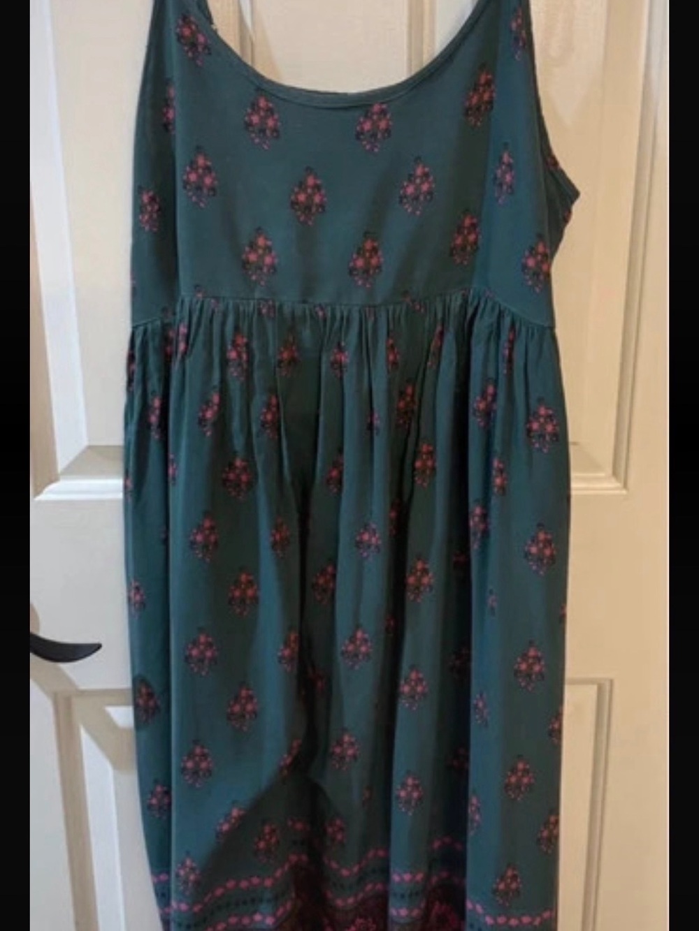 NATURAL LIFE Teal Midi Dress with Pink Floral Print